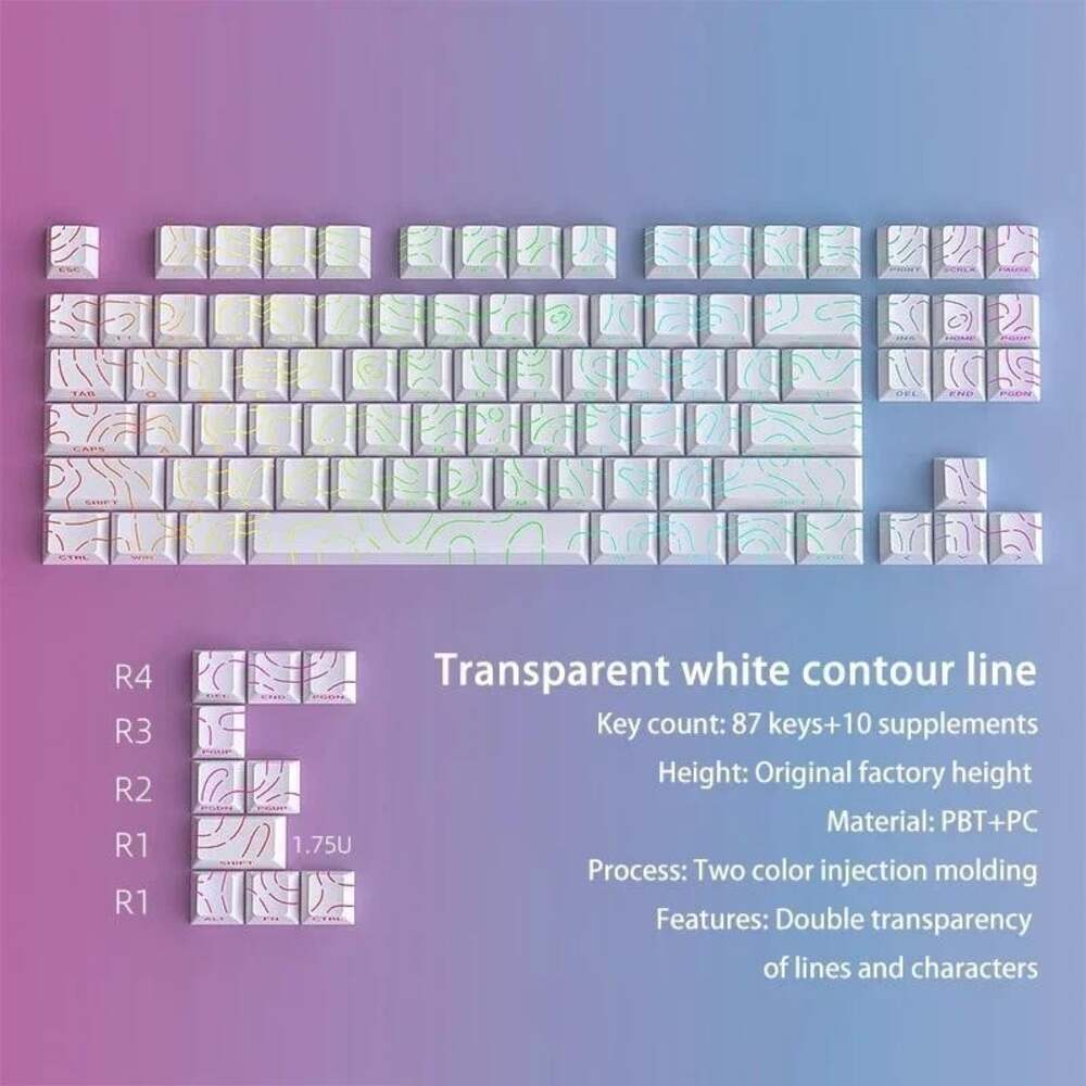 Contour 4.0 Side Engraved Keycap PBT Translucent 97 Key Gaming Mechanical Keyboa